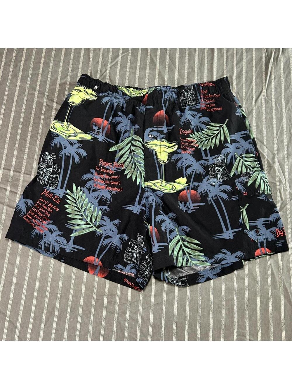 Big Dogs Men's Large Swim Trunks Beachwear Shorts Tropical Palm Trees